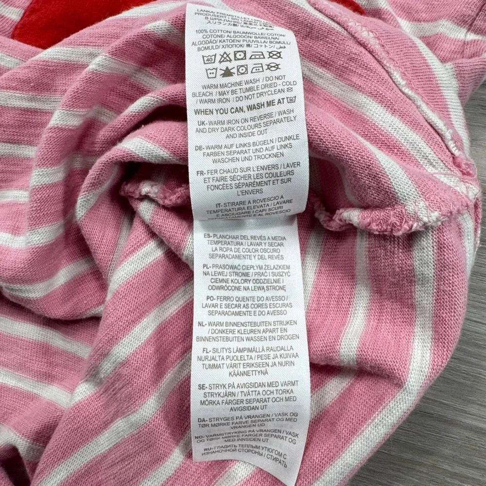 Mini Boden Girls Pink White Stripe‎ Heart Pocket Long Sleeve Dress size 8/9